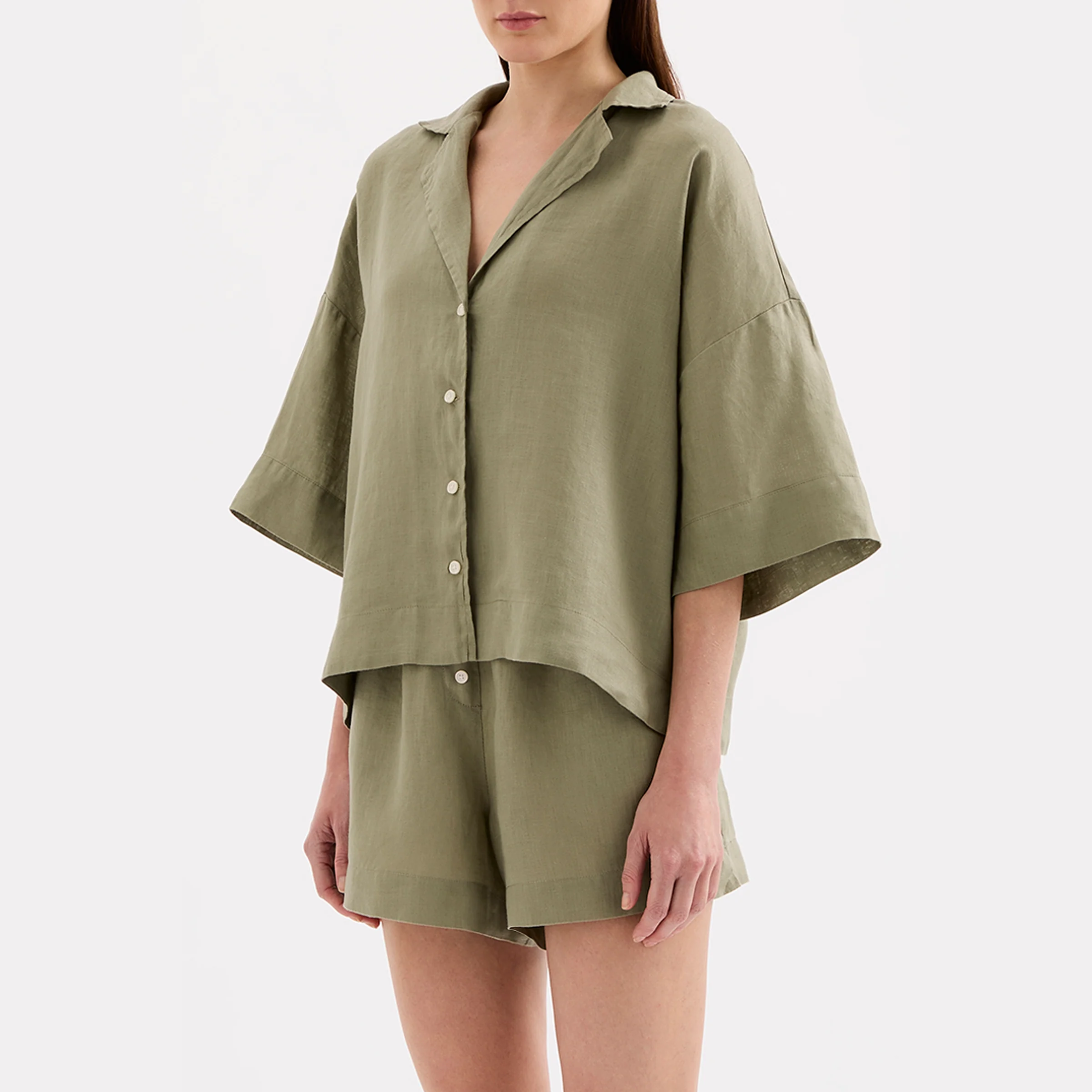 NUDE LUCY Lounge Linen Shirt - Kalamata