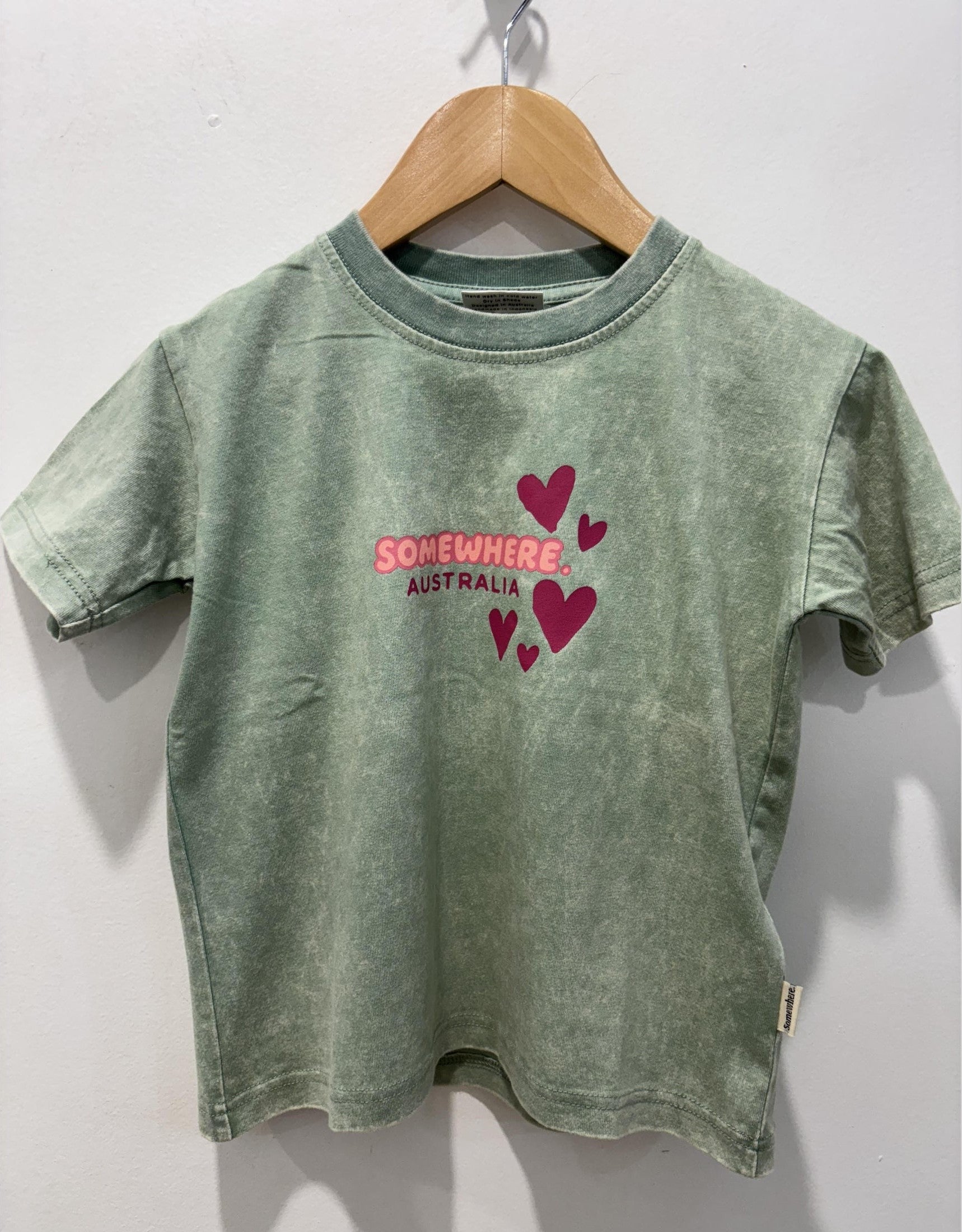 Somewhere Mini - Heart Tee - Sage
