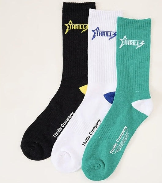 THRILLS Heavy Static Socks 3 PK - Dynasty green/white/black