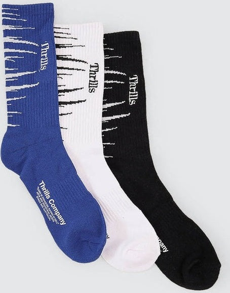 THRILLS Eyes in the grass sock 3pk - white/black/surf the web