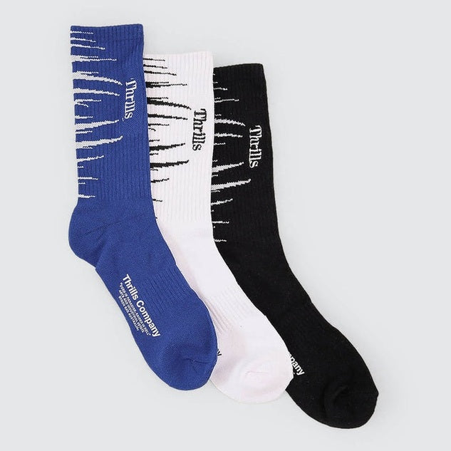 THRILLS Eyes in the grass sock 3pk - white/black/surf the web