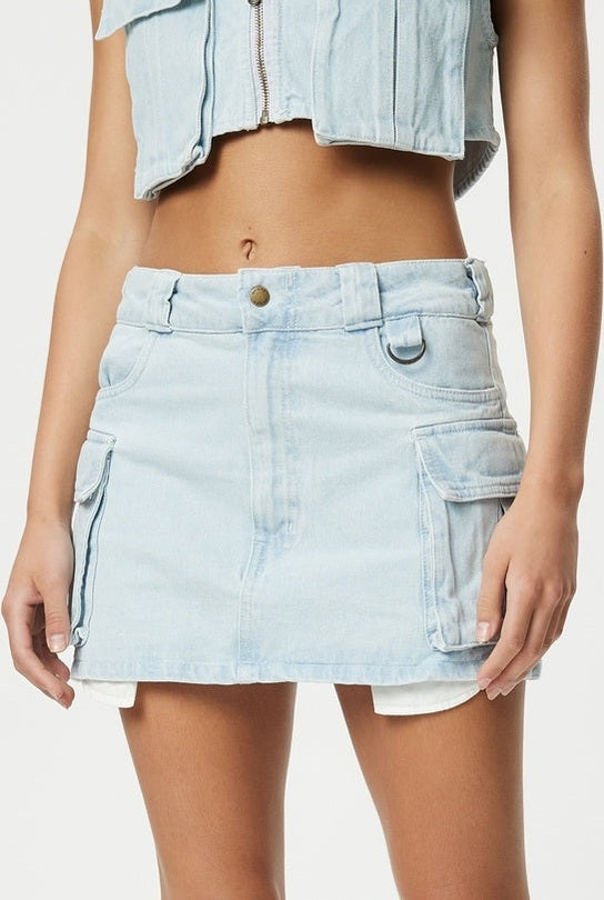 DICKIES 874 light denim cargo mini skirt - Sky blue