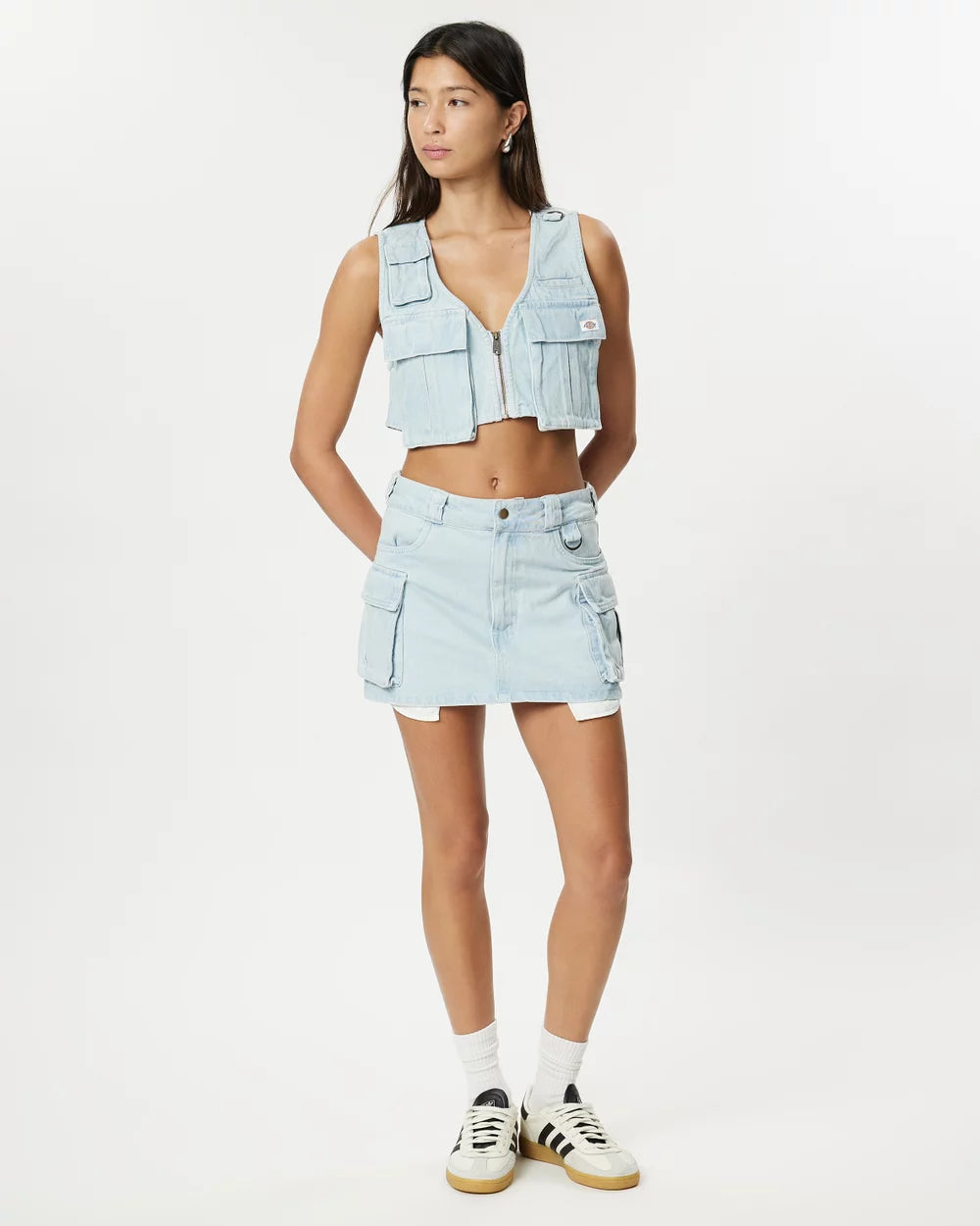 DICKIES 874 light denim cargo mini skirt - Sky blue