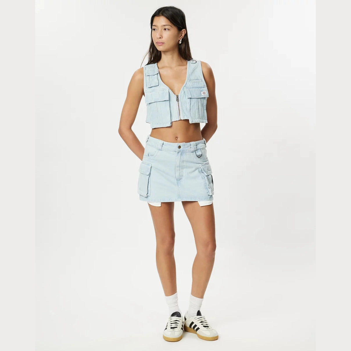 DICKIES 874 light denim cargo mini skirt - Sky blue