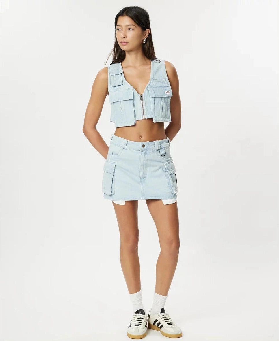 DICKIES 874 light denim cargo mini skirt - Sky blue