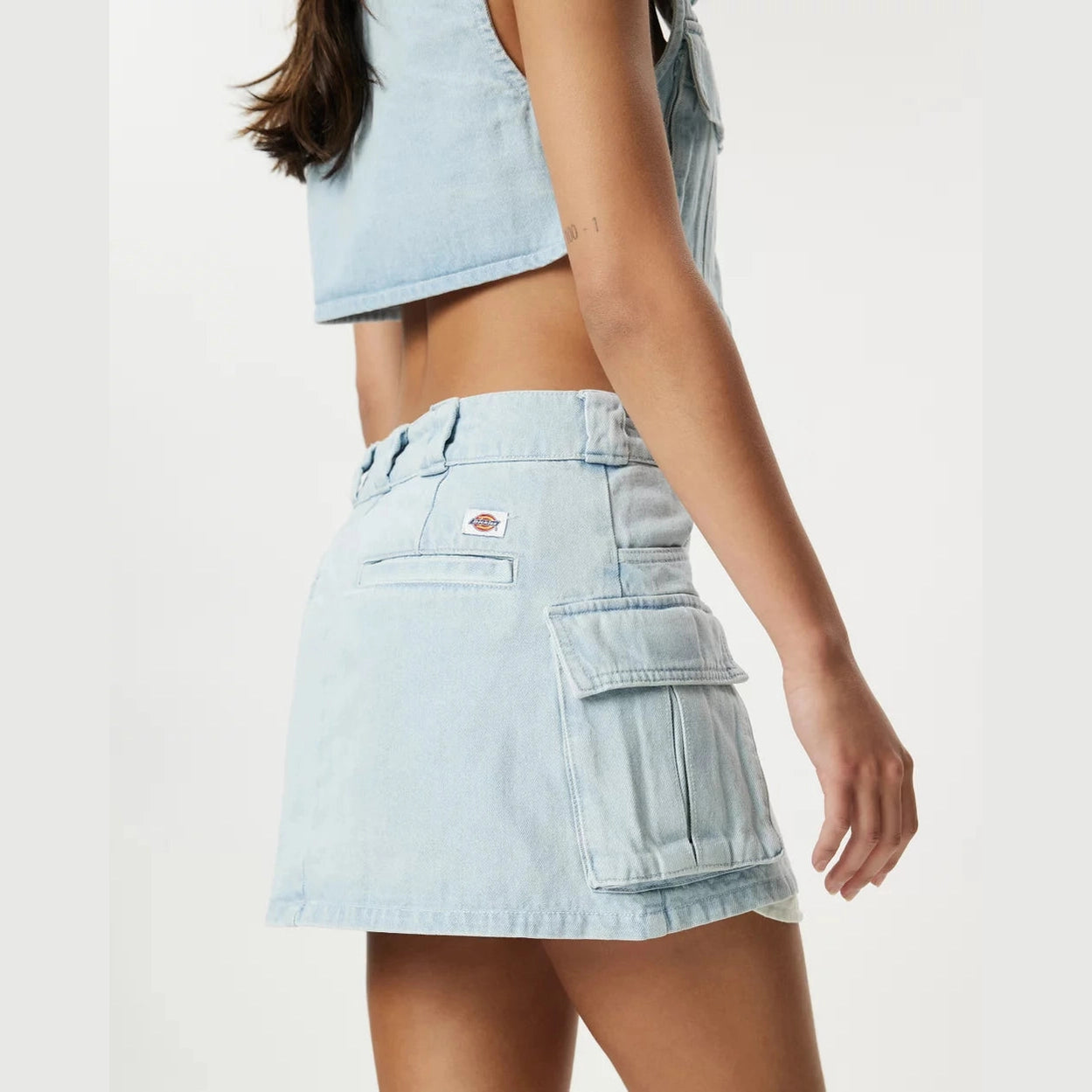DICKIES 874 light denim cargo mini skirt - Sky blue