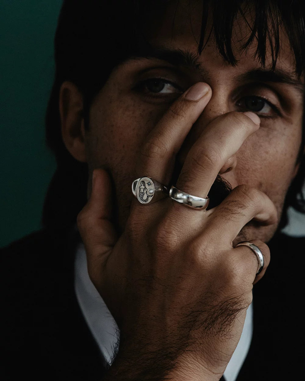 SUE THE BOY You Me & The Sea Ring size W - 925 Silver/pearl/blue topaz