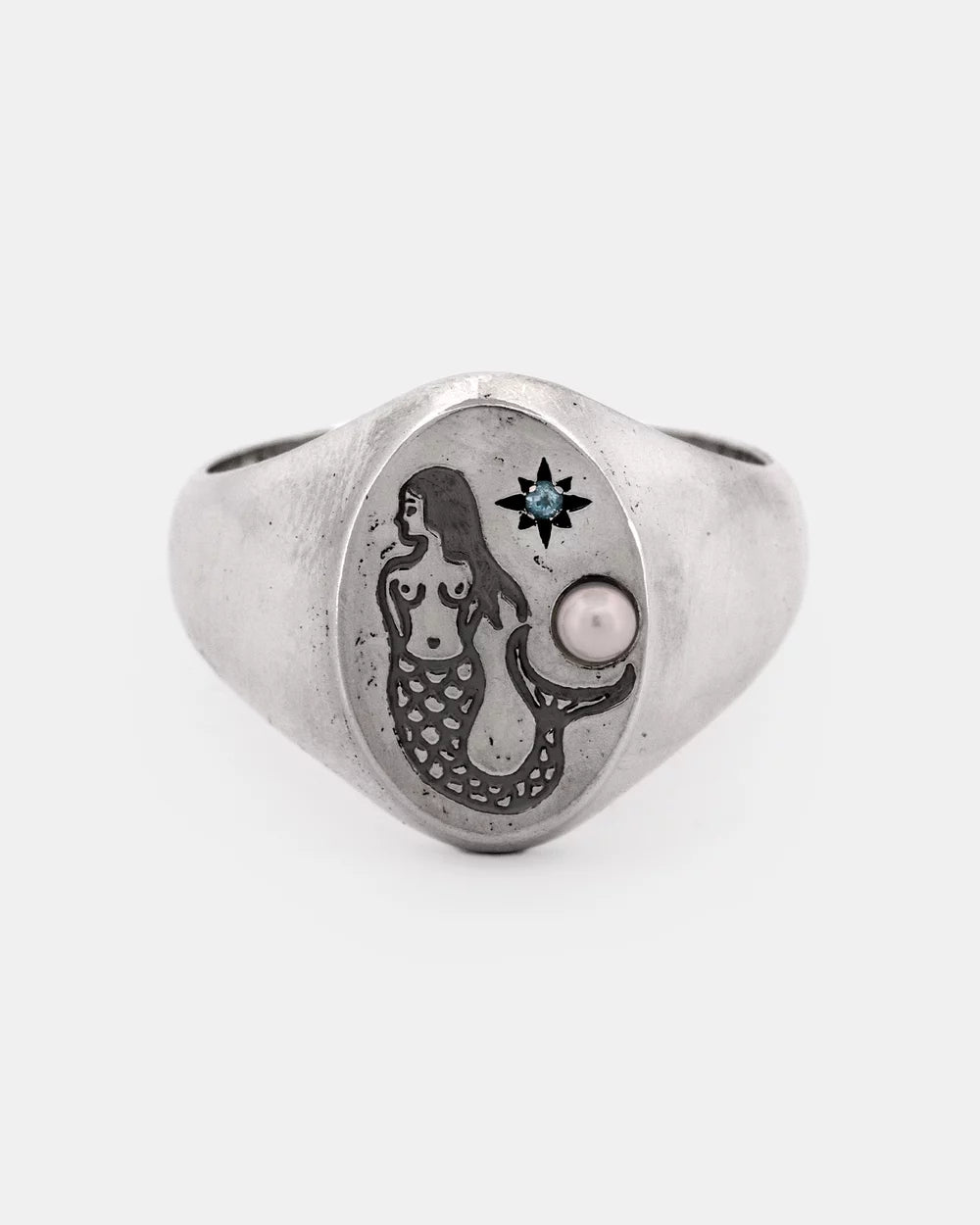 SUE THE BOY You Me & The Sea Ring Size V - 925 silver/pearl/blue topaz