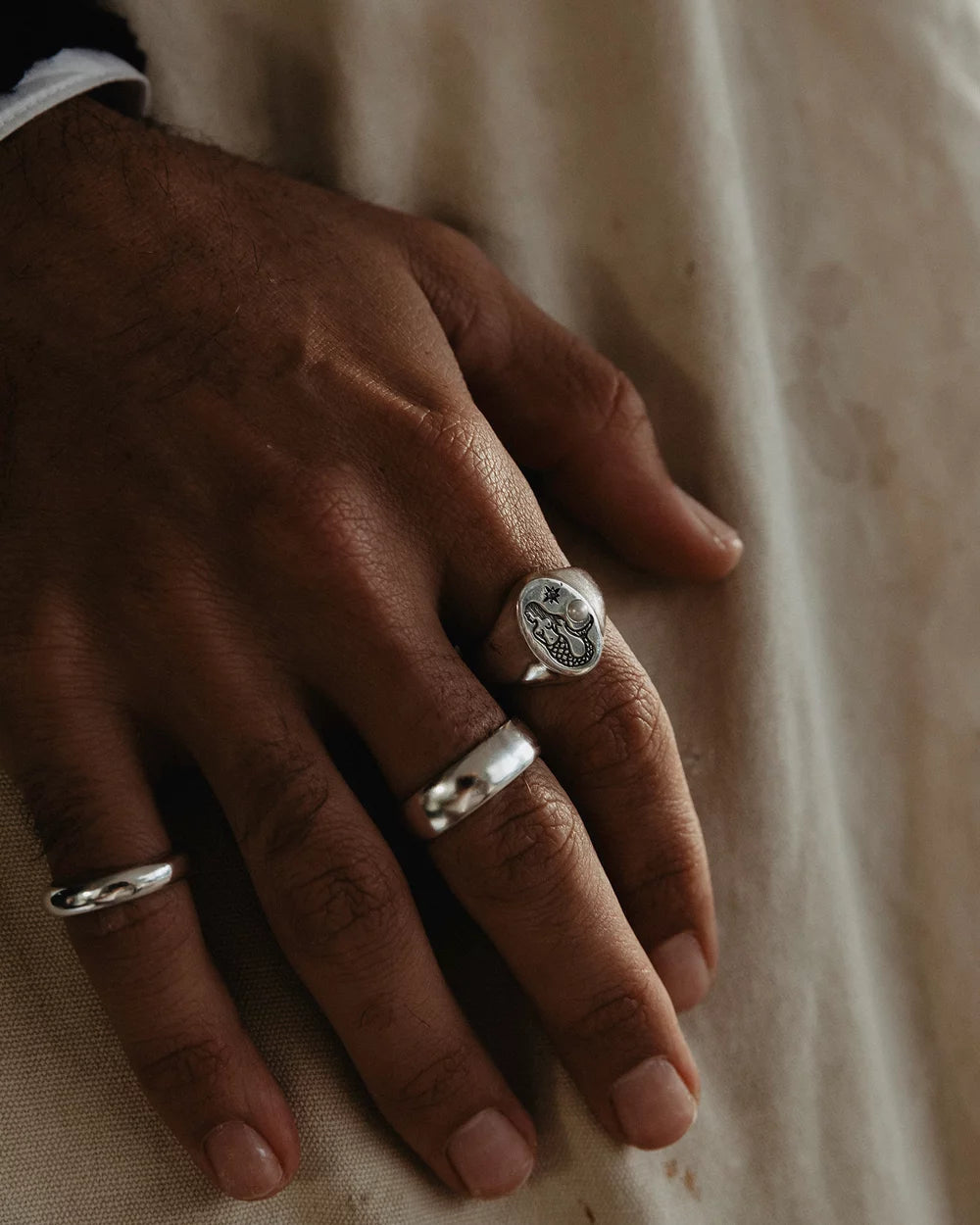 SUE THE BOY You Me & The Sea Ring size W - 925 Silver/pearl/blue topaz