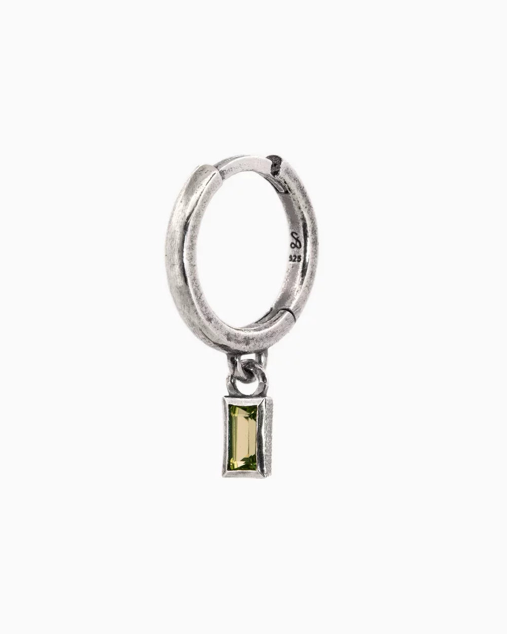 SUE THE BOY Peridot baguette huggie pair - 925 silver/peridot