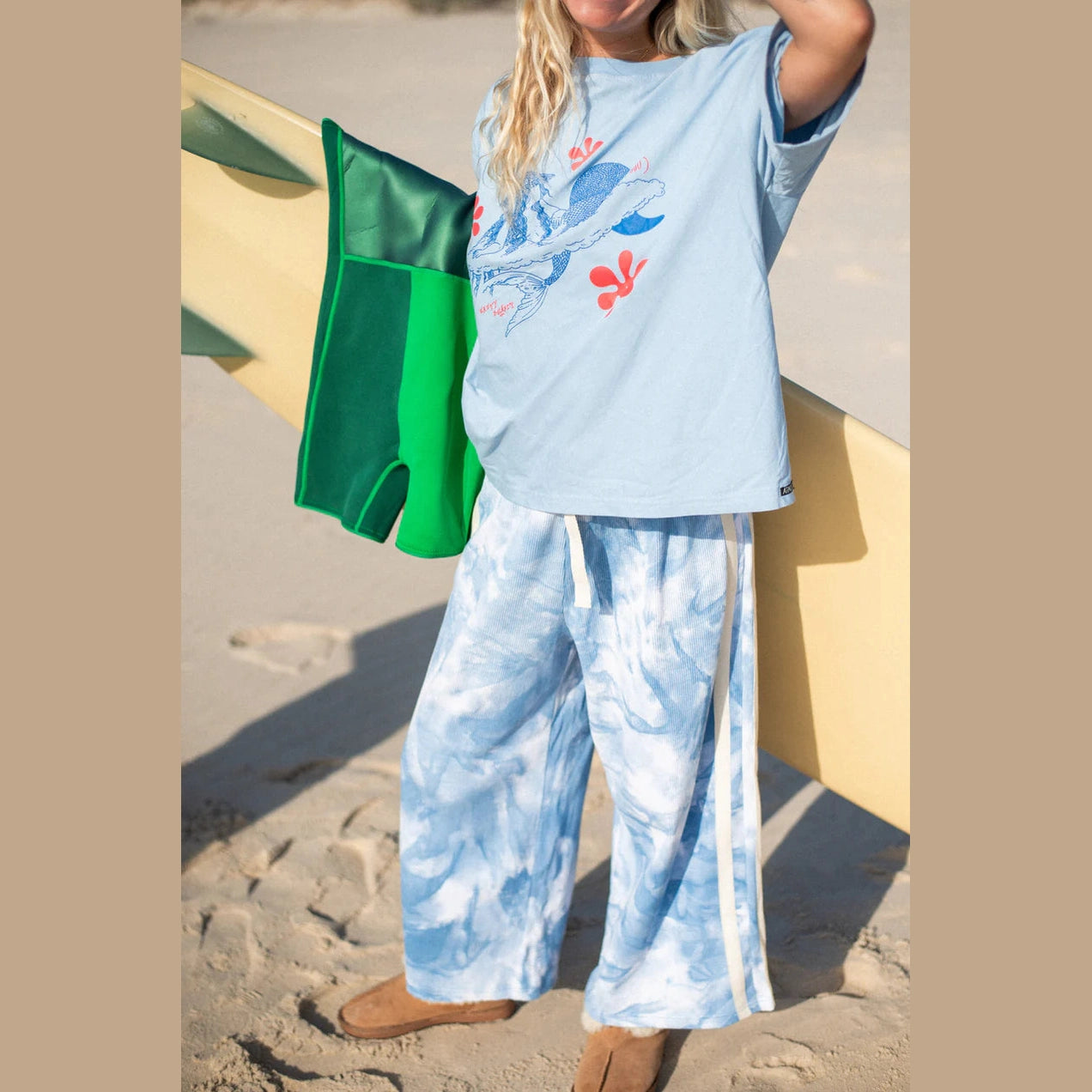 ATMOSEA Waffle Lounge Pants - Cloud Tie Dye
