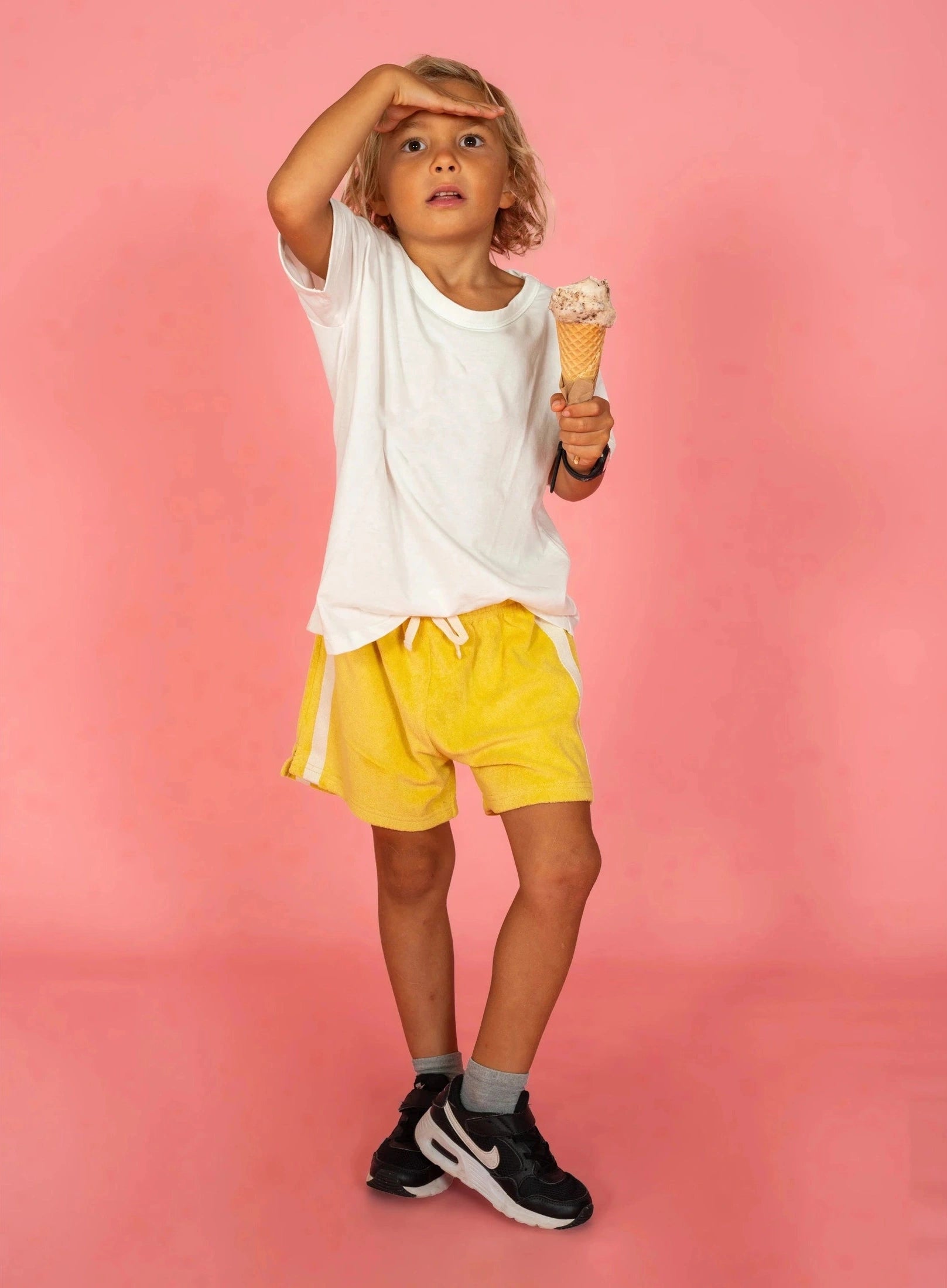 Atmosea Mini Terry Towelling Shorts in Butter Yellow