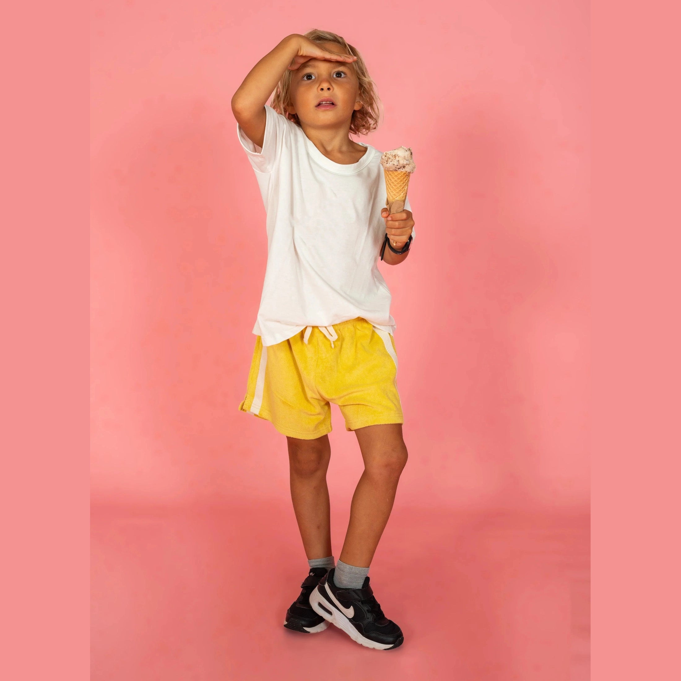 Atmosea Mini Terry Towelling Shorts in Butter Yellow