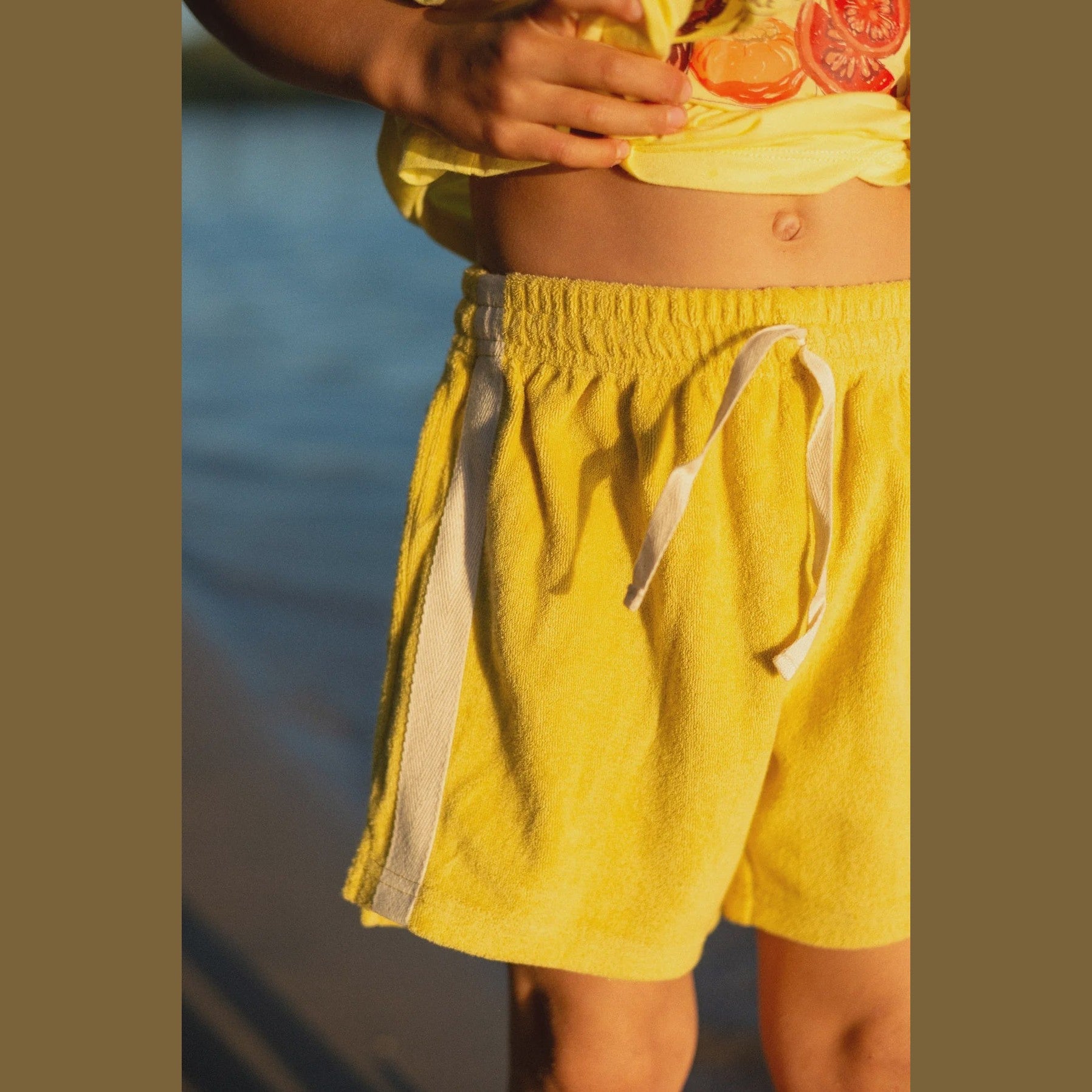 Atmosea Mini Terry Towelling Shorts in Butter Yellow
