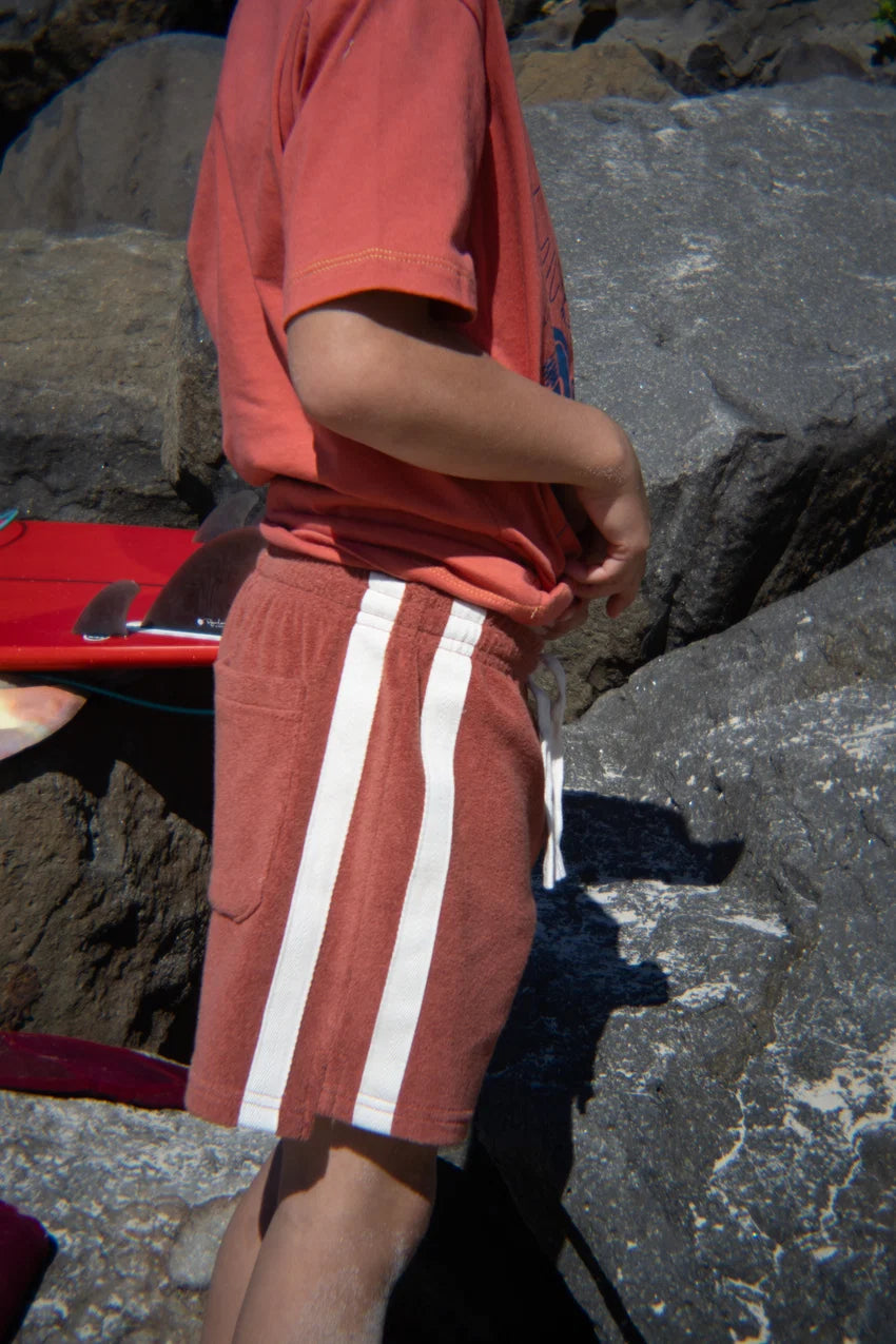 ATMOSEA Mini Terry Towelling Shorts in Rust
