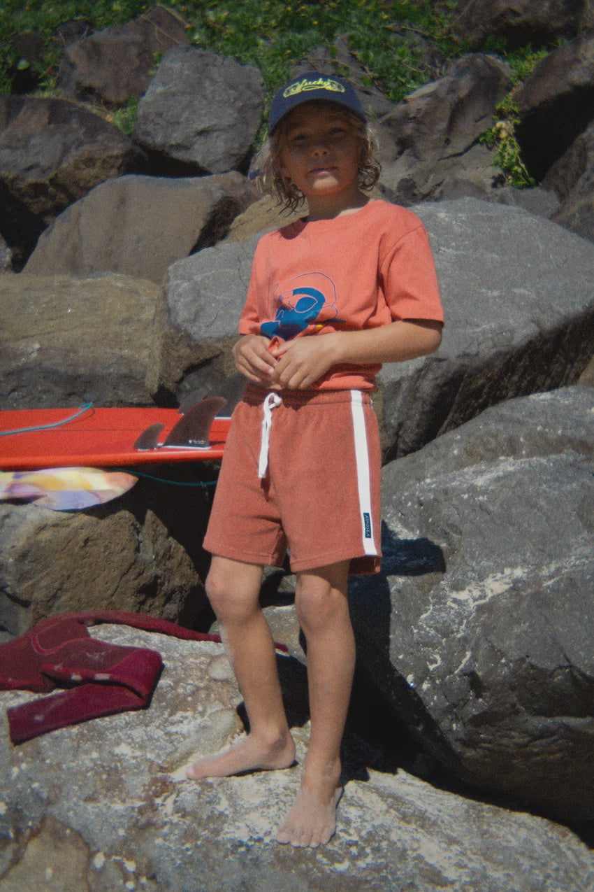 ATMOSEA Mini Terry Towelling Shorts in Rust