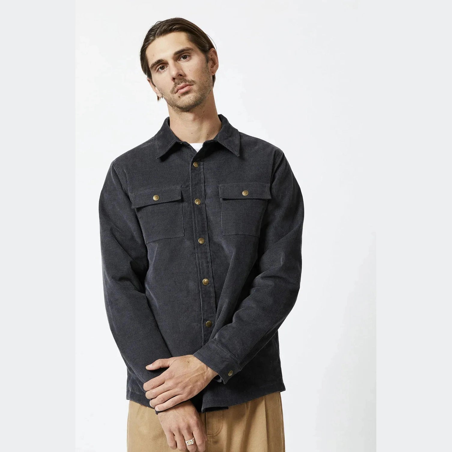 MR SIMPLE Quilted cord jakcet - Graphite