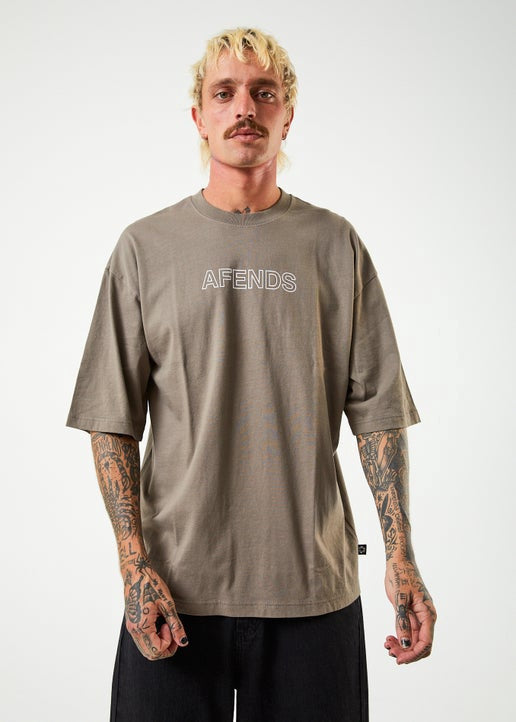 Afends outline - recycled oversized t-shirt - beechwood
