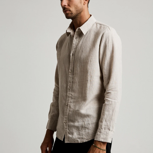 Mr simple linen long sleeve shirt - natural