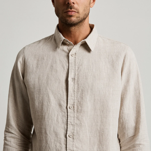 Mr simple linen long sleeve shirt - natural