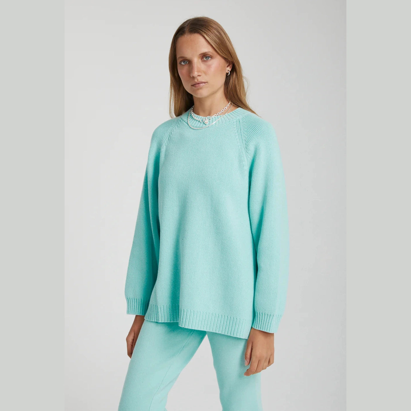 Summi Summi OVERSIZED KNIT SWEATER - AQUA
