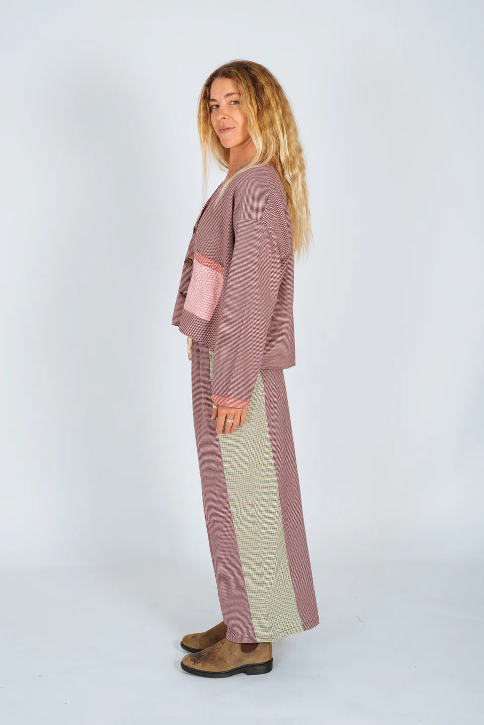 ATMOSEA Patchwork Pant in Hounds Tooth Combo