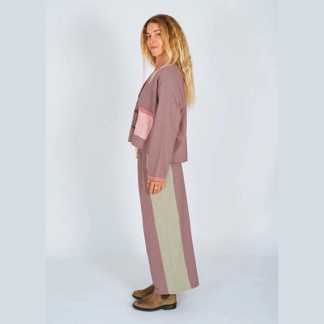 ATMOSEA Patchwork Pant in Hounds Tooth Combo