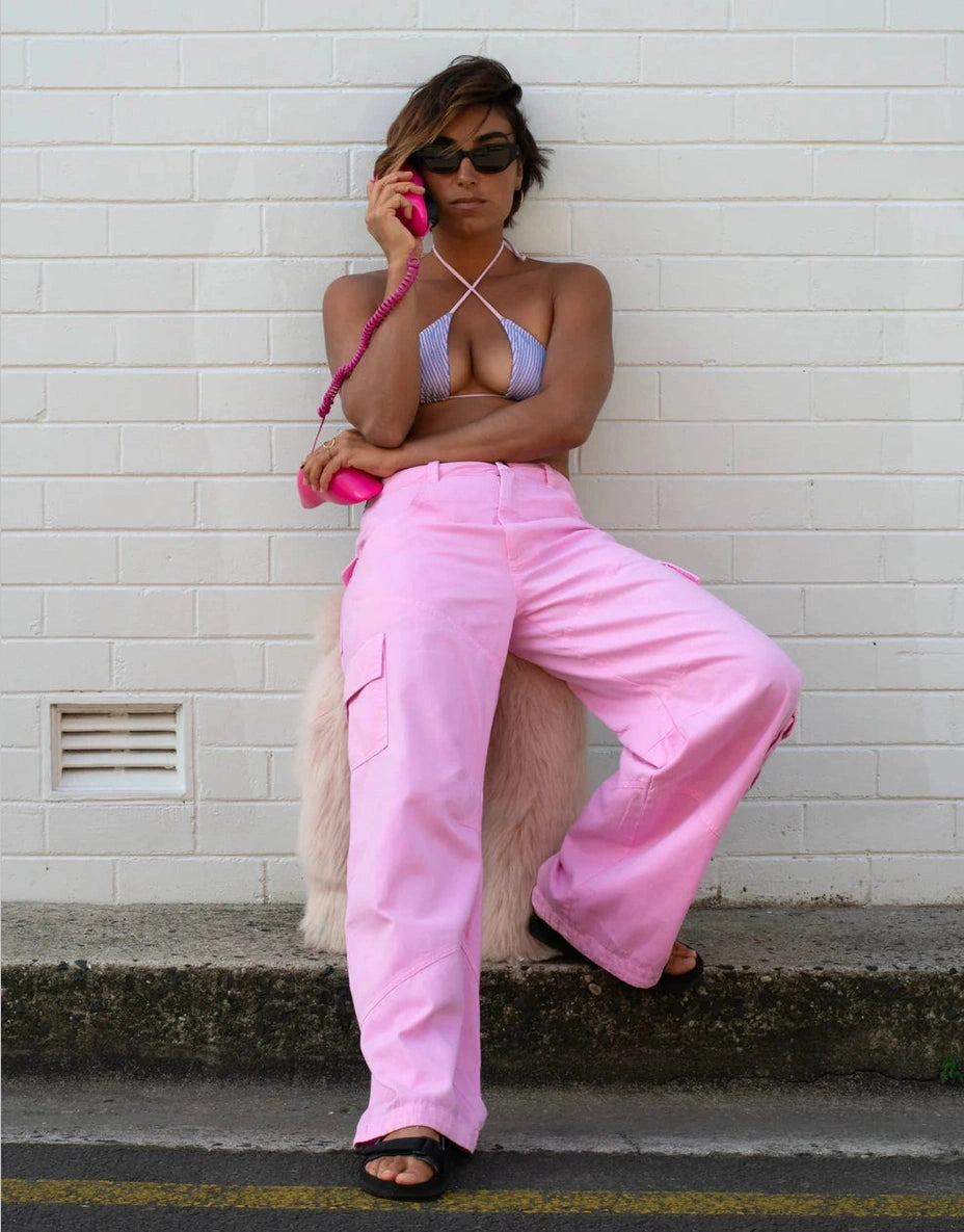 PATCHS STUDIO PINK CARGO PANTS