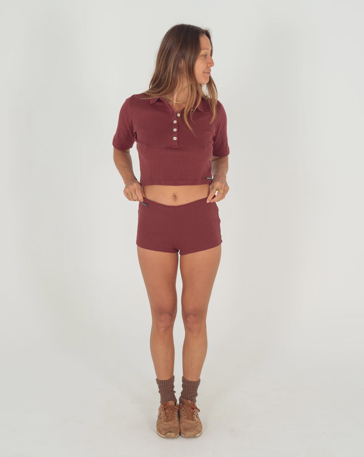 Atmosea Pointelle Short in Burgundy