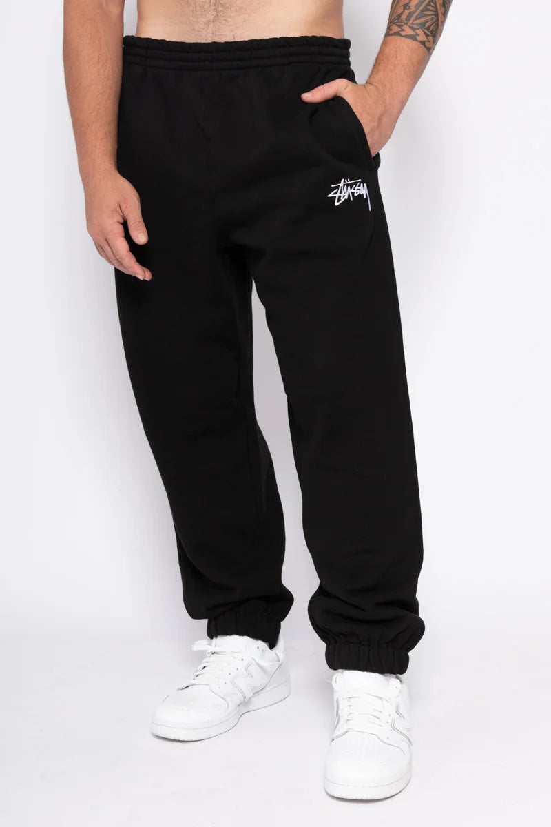 sTUSSY SOLID STOCK EMBR TRACKPANT - BLACK