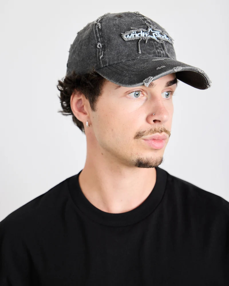 WNDRR Stxr distressed cap - Washed black