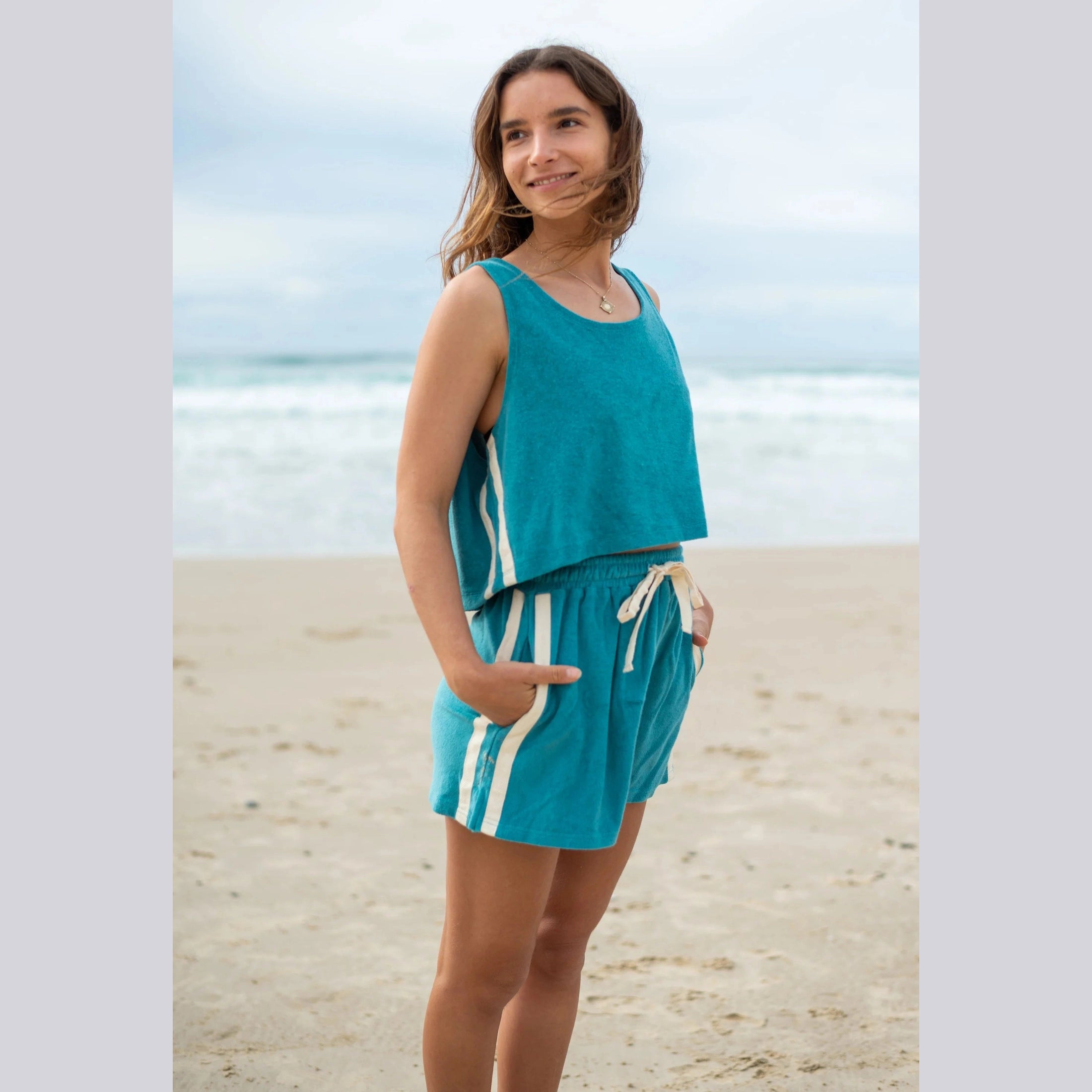 ATMOSEA Terry tank - Blue crush