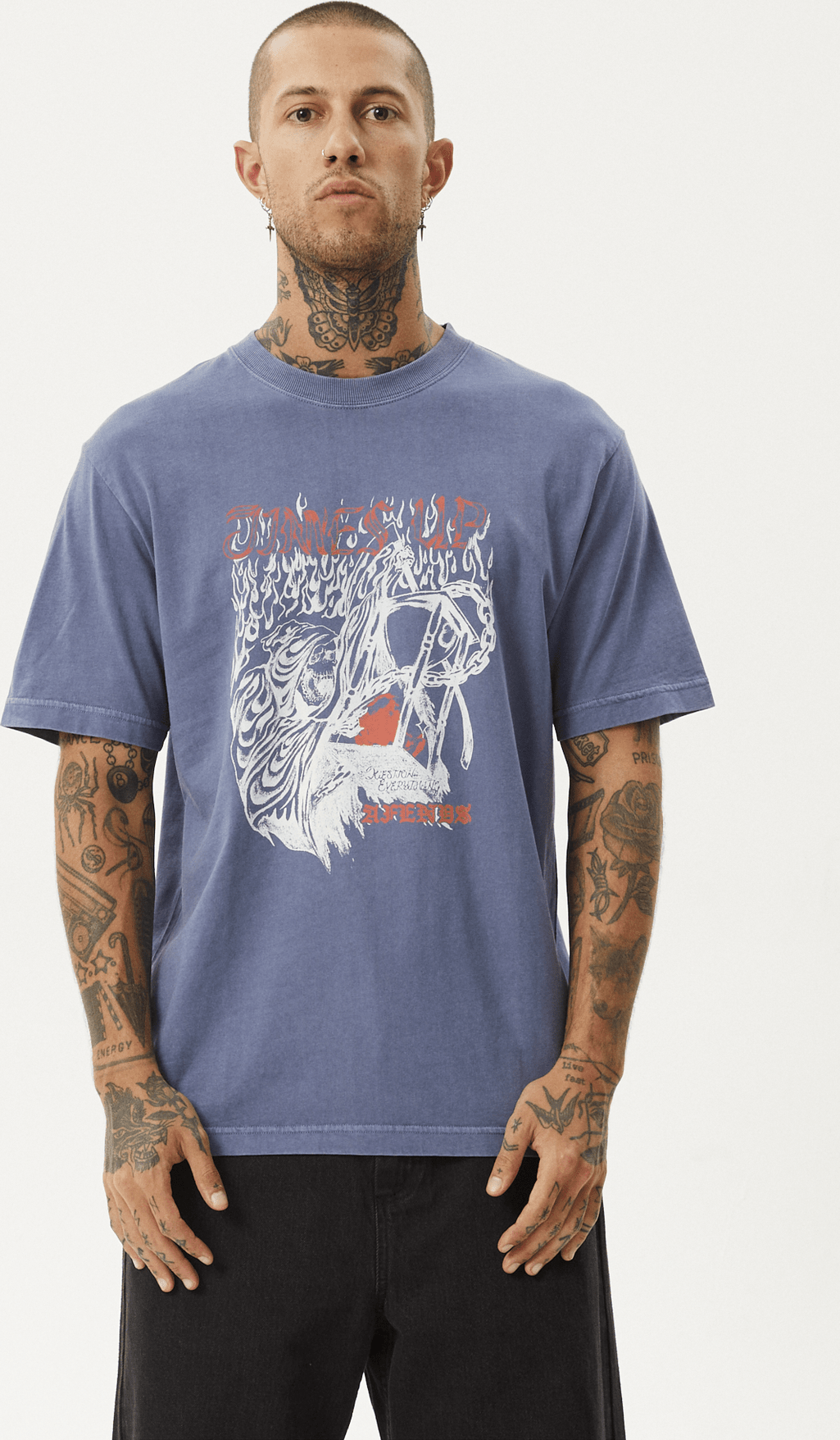 AFENDS Times up retro fit tee - Washed marlin