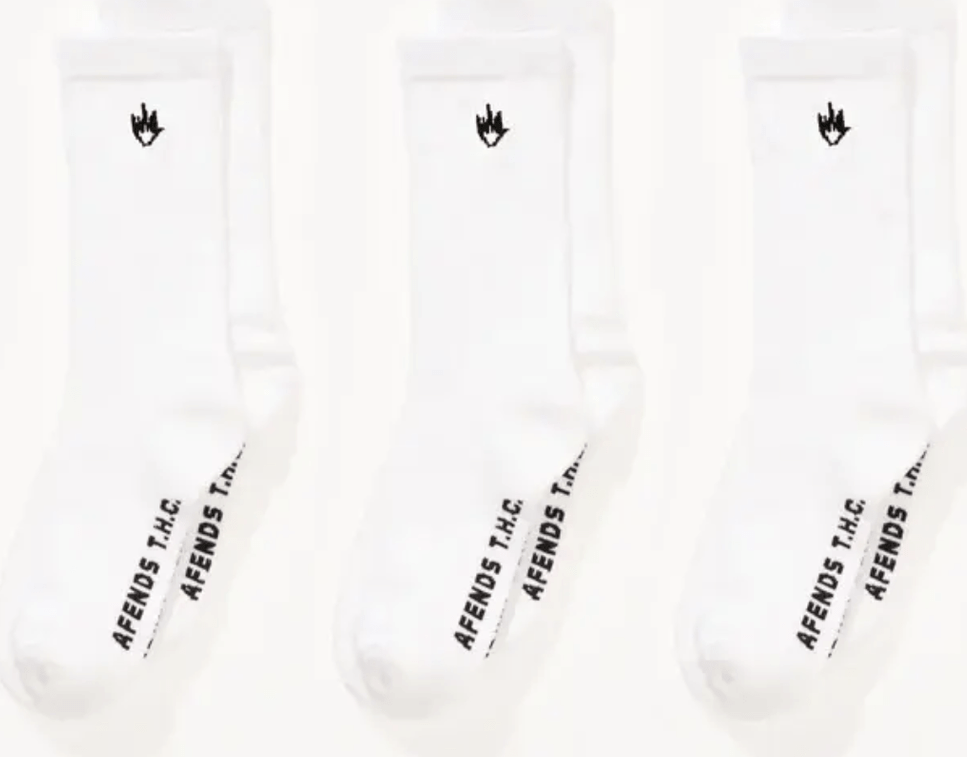 AFENDS Flame socks three pack - White