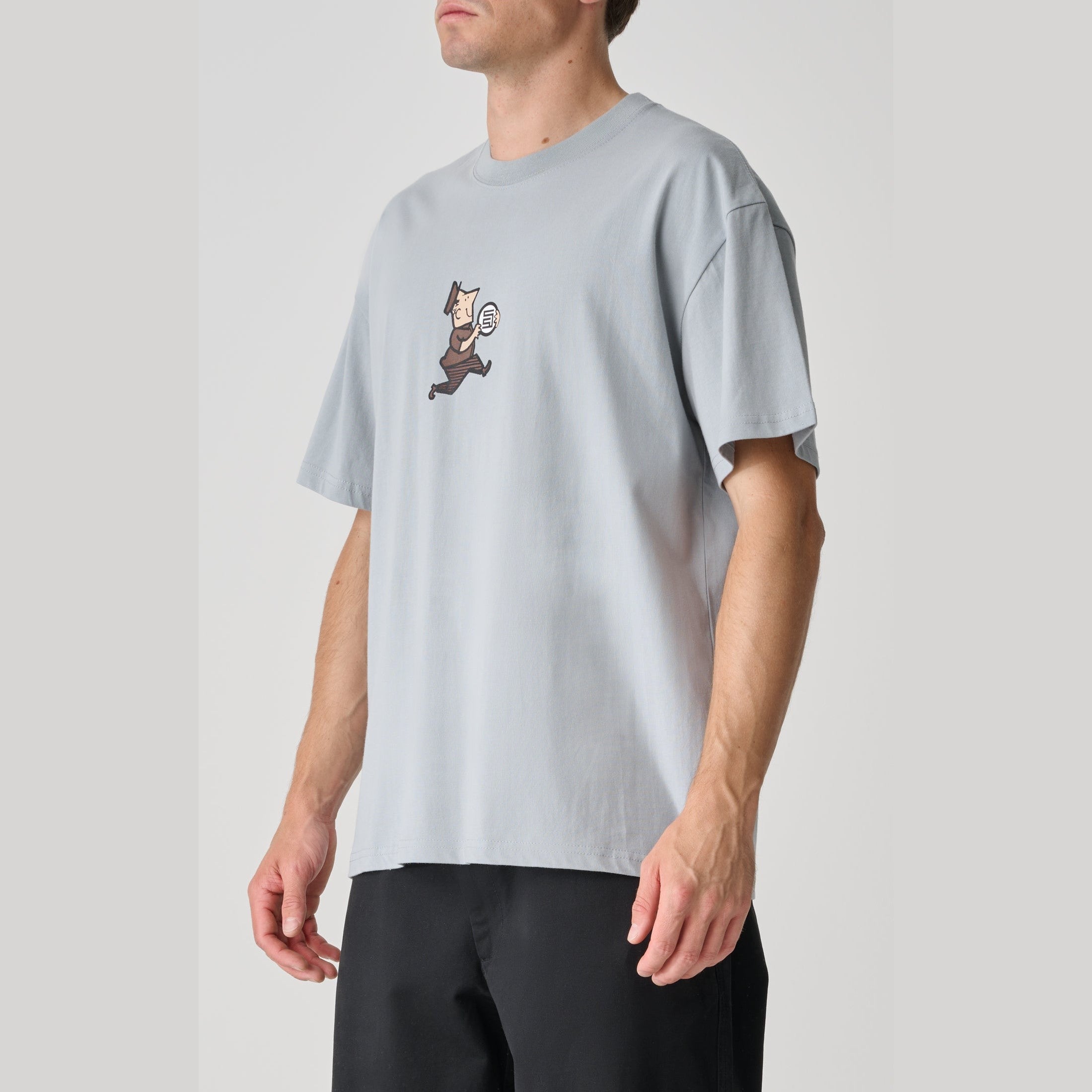 S DOUBLE Man With Dot SS Tee Blue Grey