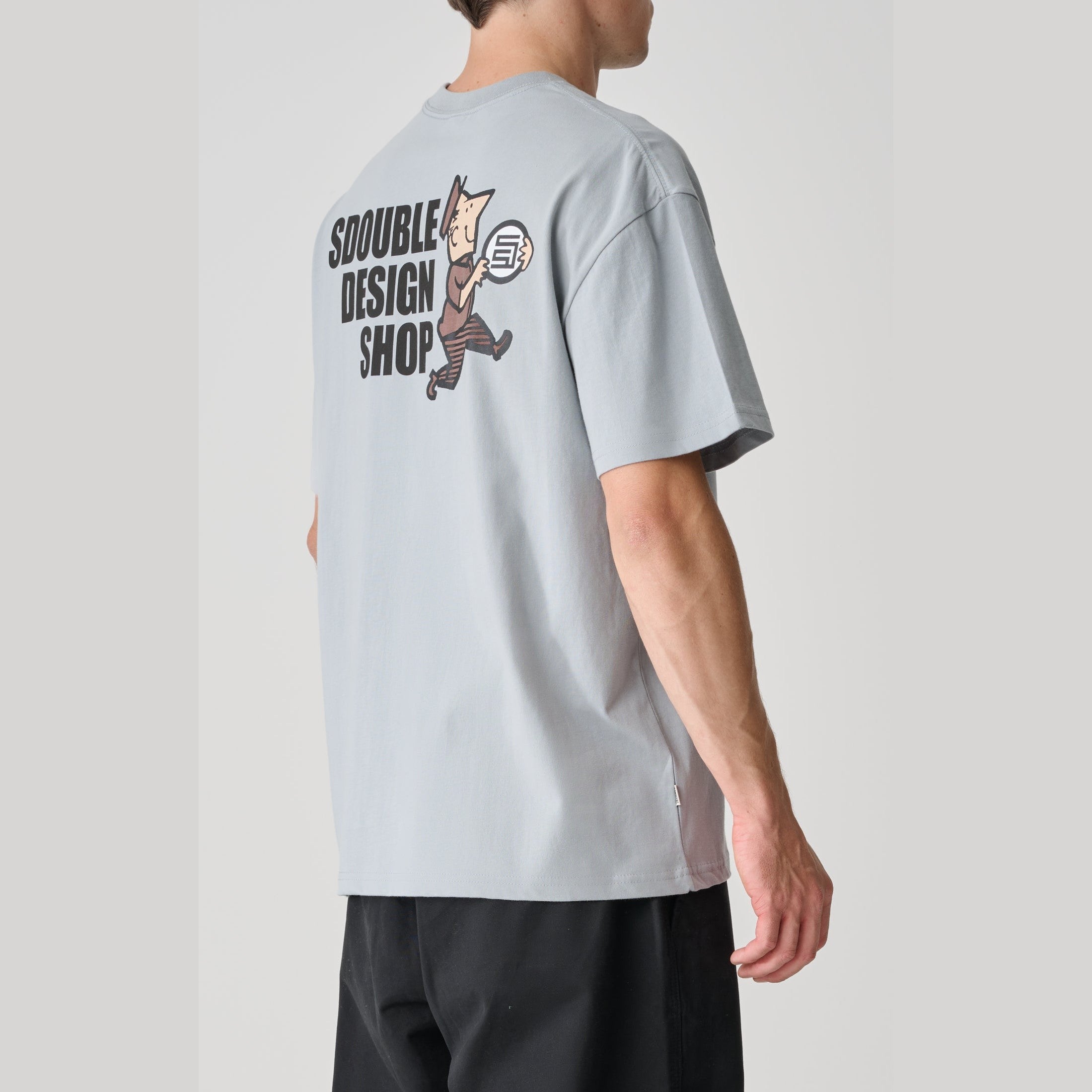 S DOUBLE Man With Dot SS Tee Blue Grey