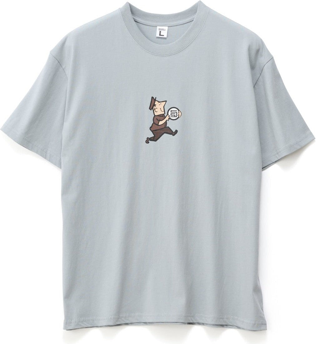 S DOUBLE Man With Dot SS Tee Blue Grey