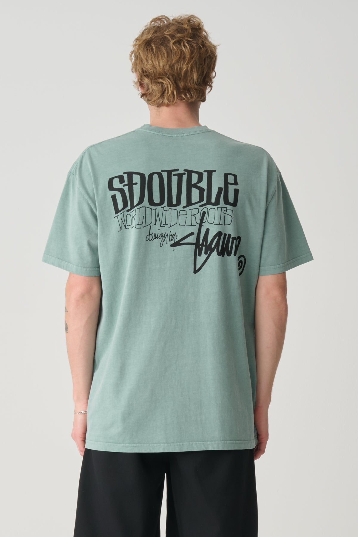 SDOUBLE World wide roots tee - Washed sage