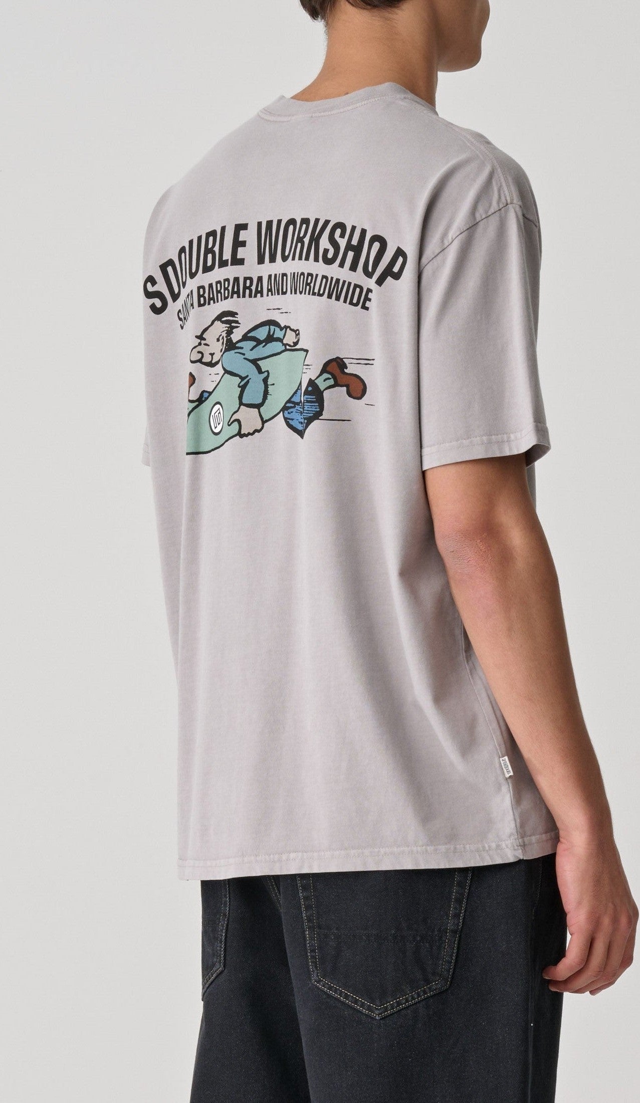 S DOUBLE Running man tee - Pigment rock grey