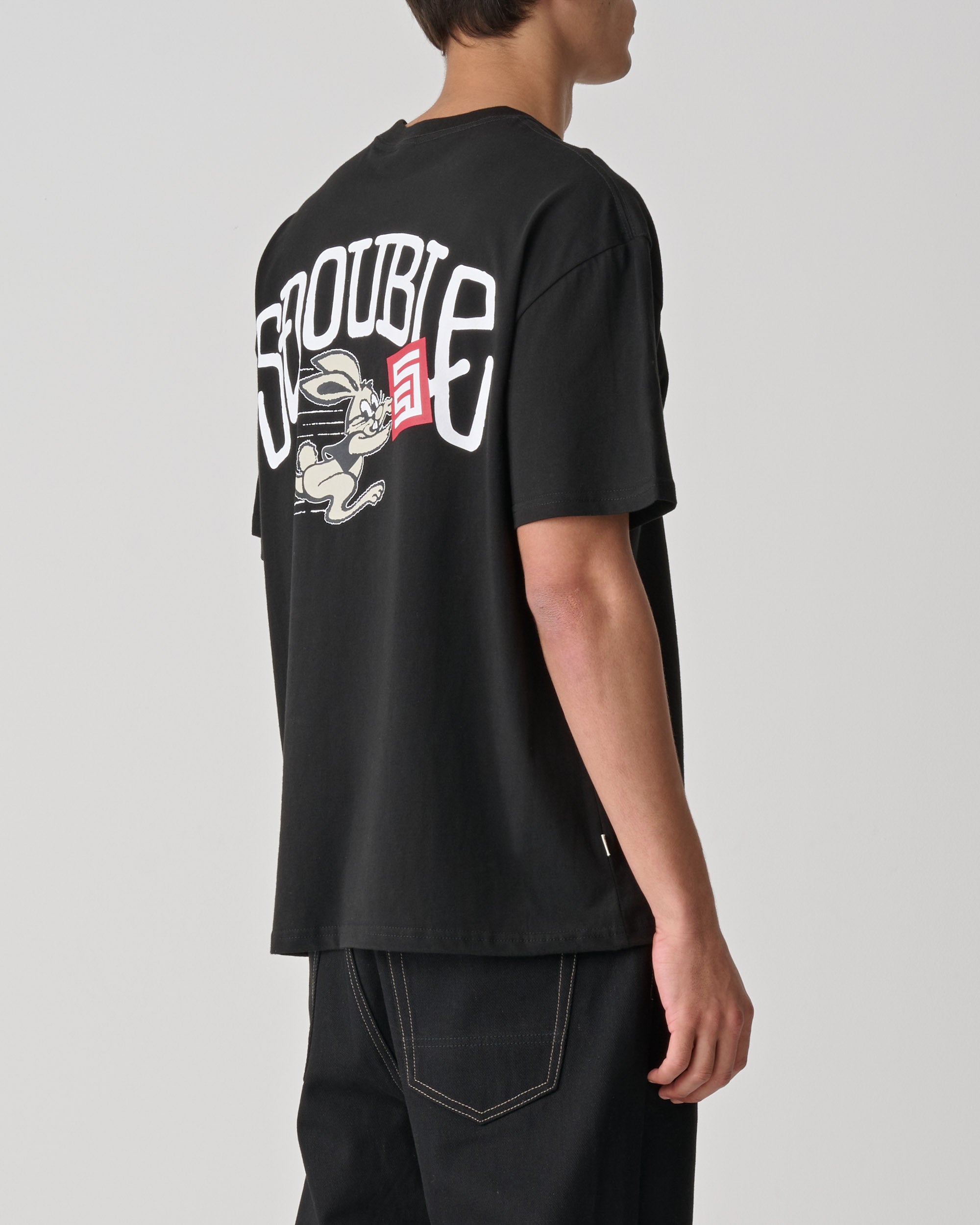 S DOUBLE Rabit ss tee - Black