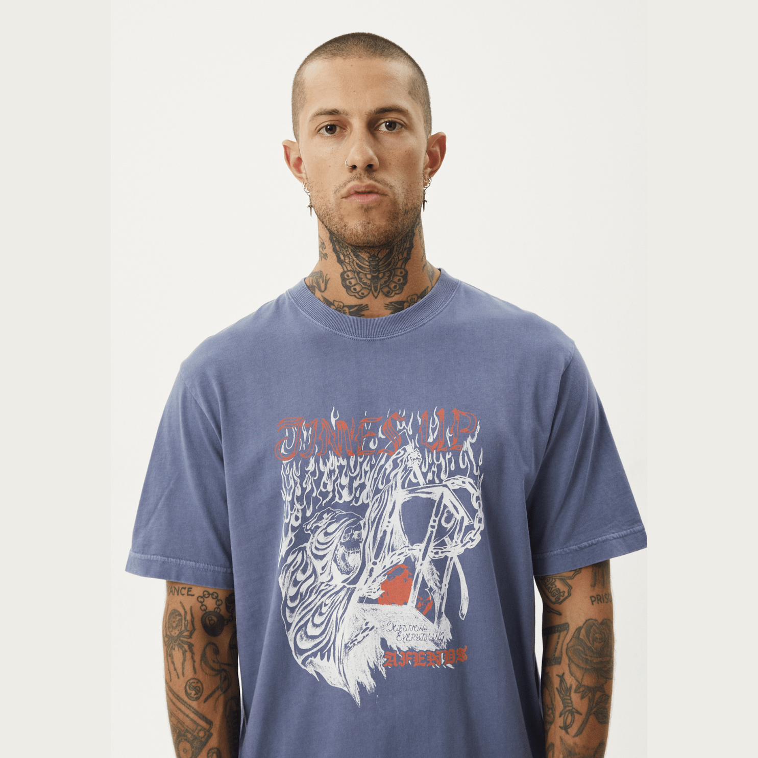 AFENDS Times up retro fit tee - Washed marlin