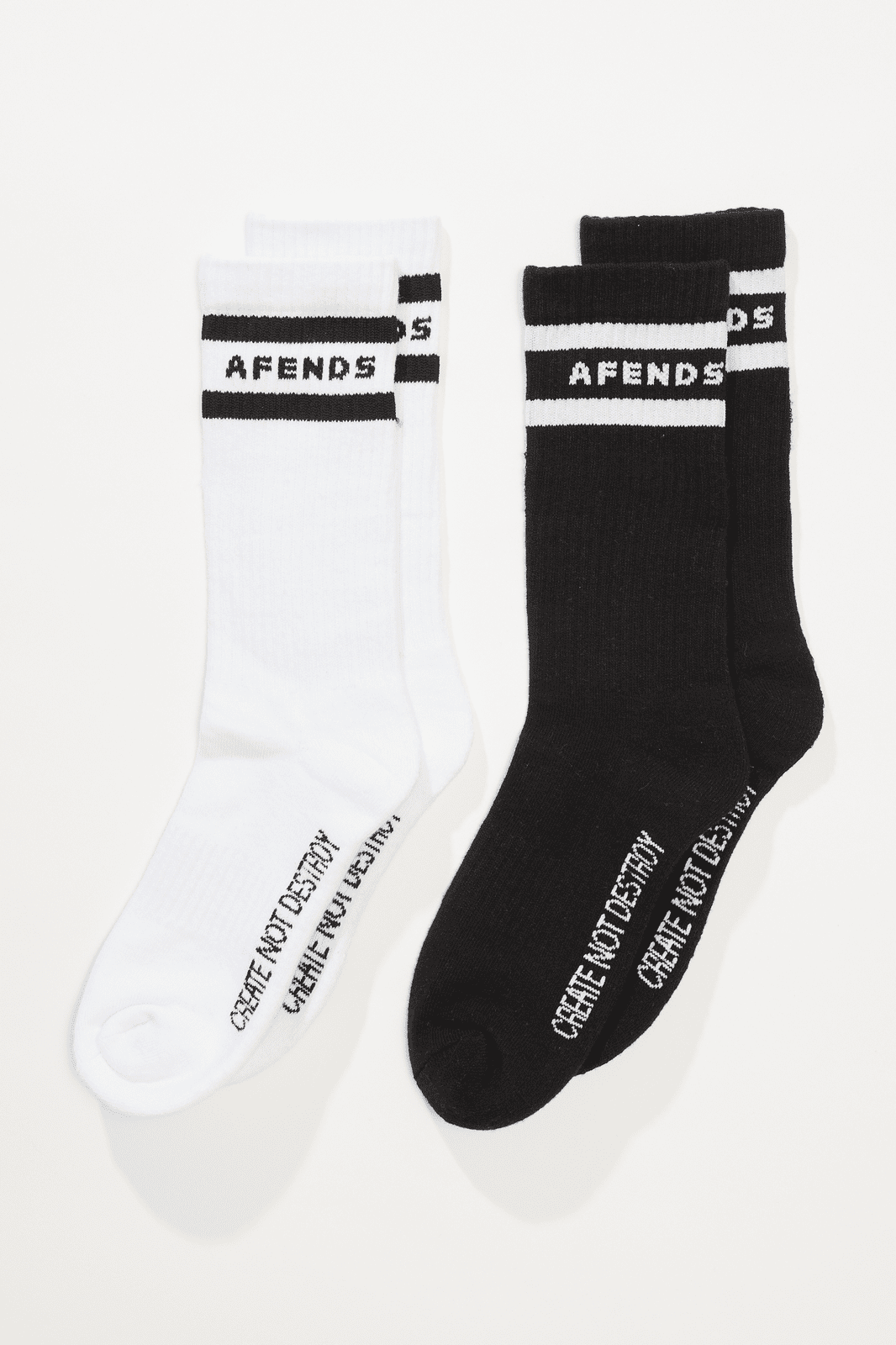 AFENDS Create not destroy socks 2 pack - Black/White