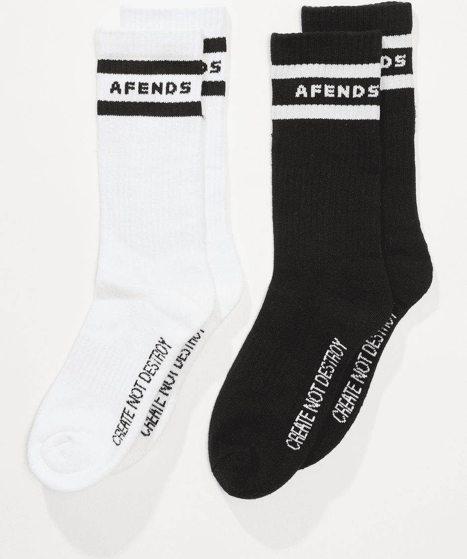AFENDS Create not destroy socks 2 pack - Black/White