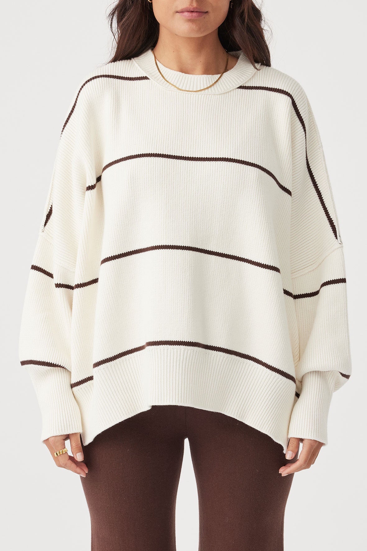 ARCAA harper stripe sweater- cream/chocolate