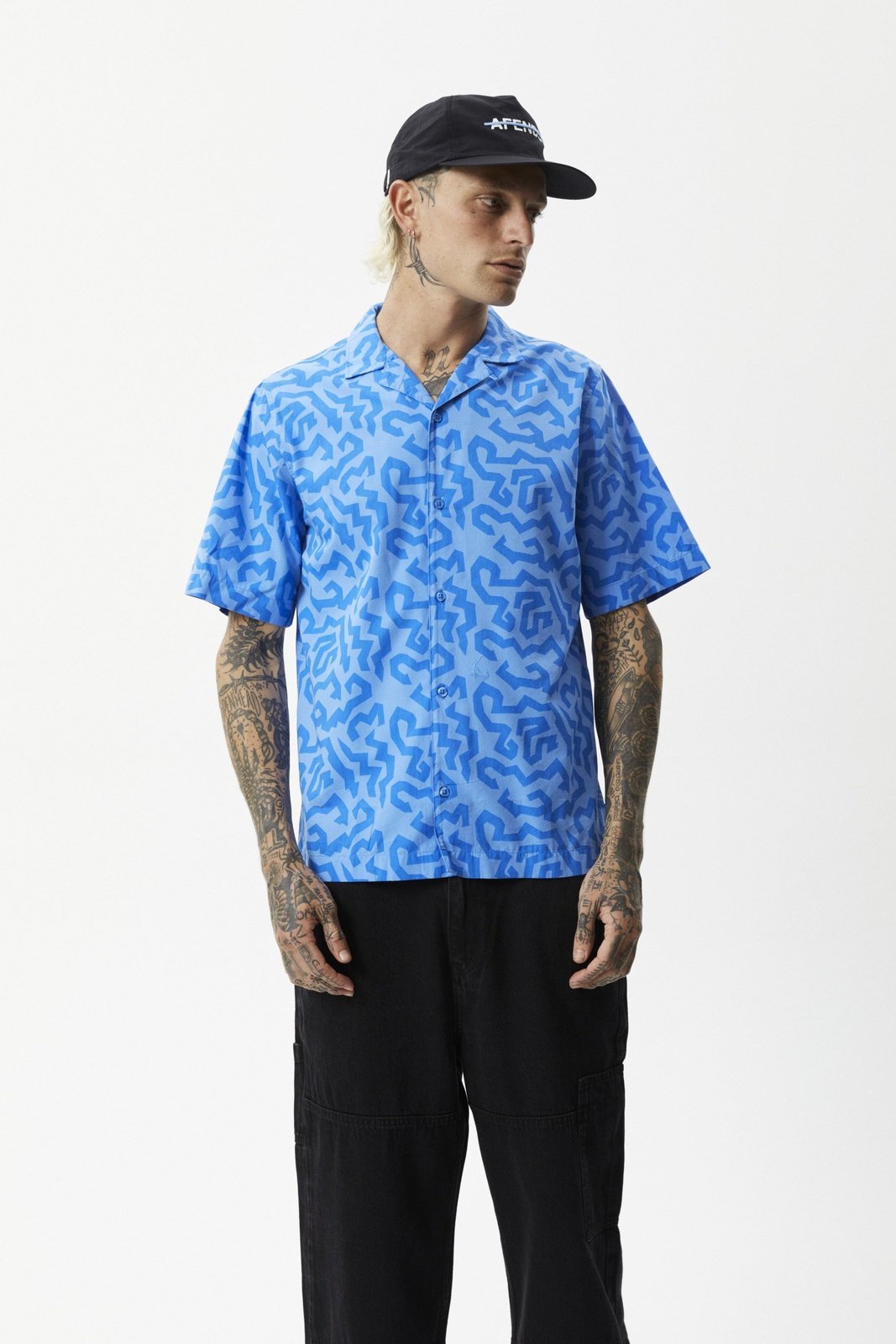 Afends icebergs recycled short sleeve shirt - arctic