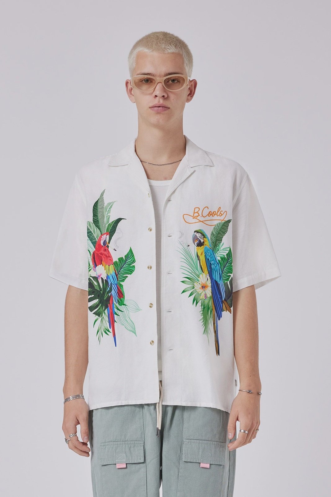 Barney Cools Resort Shirt White Parrot