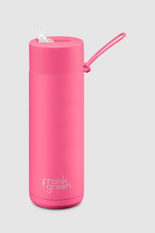 Frank green ceramic reusable bottle - 20oz / 595ml - neon pink