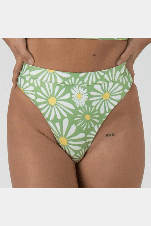 Inner relm diggity high waist bikini bottom- green meadows