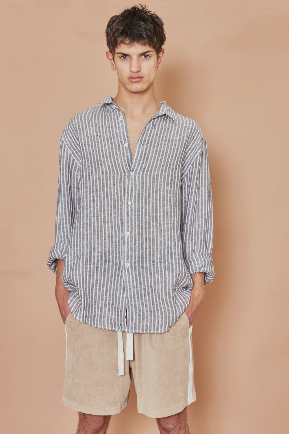 Kore amalfi linen shirt - navy stripe