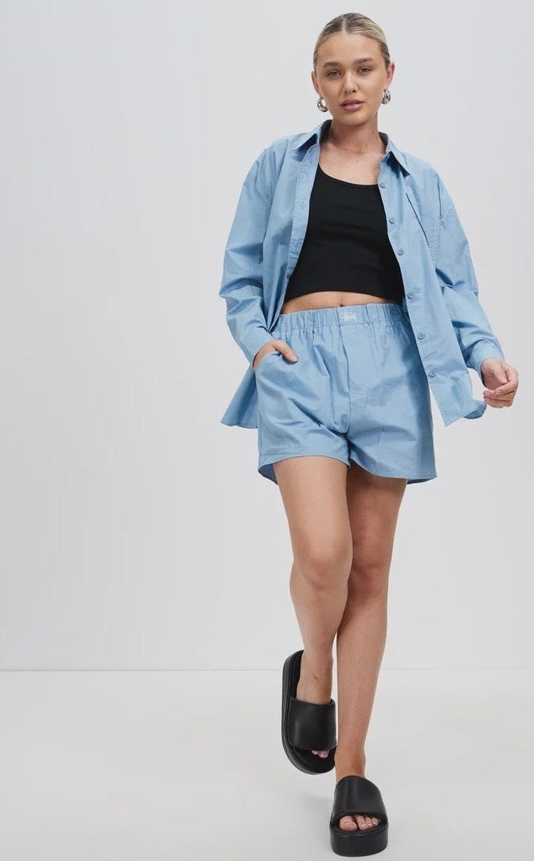 STUSSY pop graffiti os shirt - sky blue